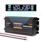 Yinleader 2000W /4000W Power Inverter DC 12V to AC 230V 240V with LCD Display Power Converter with 2 UK Sockets & 2 USB Ports for Car Camping RV Household Truck