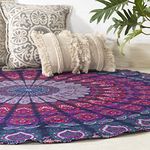 Popular Handicrafts Round Tapestry Indian Mandala Round Beach Throw Wall Hanging Hippie Boho Cotton Round Yoga Bed Sheet 70 Inch Blue Multicolor