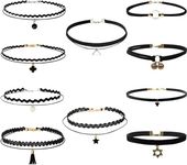 SZJYKF Choker Necklace, Black Womens Chokers Gothic Collar Lace Velvet Chocker Pendant Necklaces Set for Women