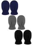 3 Pairs Baby and Toddler Winter Mittens Kids Fleece Warm Mittens for Baby Boy Girl (Black, Navy Blue, Grey, 6-18 Months)