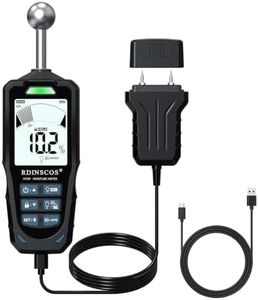 2-in-1 Pin & Pinless Moisture Meter, Digital Moisture Detector for Wood, Drywall & Building Materials, Large LCD Display, 3-Color Indicator, Calibration, Rechargeable Battery