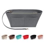 Soyizom Felt Handbag Organiser Purse Organiser Felt Insert Bag Organisers Multi Pockets Tote Bag in Bag for Women,Grey-M