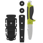 GEAR AID Tanu Dive and Rescue Knife with Sheath and B.C.D. Adaptor, 3” Blade, Nav Green, Gray