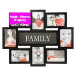 Kiera Grace Family Collage Frame, Picture Frame with 8 Frames, Holds Eight 4" x 6" Photos, Wall Mount Photo Frame, Durable Frame for Photo Display, 17.5" x 22", Black