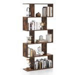 COSTWAY Wooden Bookcase, 5/6 Tiers Freestanding Storage Shelf, Home Office Industrial Decorative Bookshelf Display Stand Rack (Rustic Brown, 70 x 24 x 158 cm)