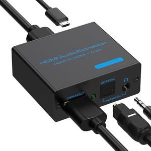 TJCXELE 4K HDMI Audio Extractor HDMI Optical Splitter Adapter Converter 3.5 mm Stereo + Optical Toslink SPDIF Out Supports 5.1 HDCP 3D 1080P Dolby Digital DTS PCM