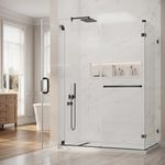 JONIVRAT 36" D x 60" W x 72" H Frameless Pivot Shower Door, 5/16" Thick