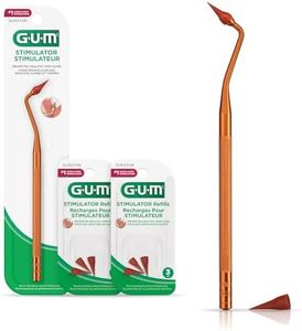 GUM Stimulator Bundle, Permanent Handle with Rubber Tip to Massage and Strengthen and 2 Refill Packs, (Handle + 2 Refill Packs)