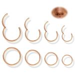 Jstyle 8 Pcs 16G 316L Surgical Steel Nose Rings Hoops Septum Rings Lip Rings Hypoallergenic Nose Clicker Ring Tragus Helix Cartilage Daith Rook Sleeper Earring Body Piercing Jewerly for Women Men,