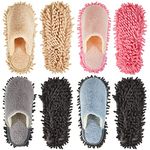 4 Pairs Microfiber Slipper Cleaning Mop Slippers Washable Men Women House Mop Slipper Detachable Mopping Slippers for Office Kitchen Floor Dust Cleaning Tool, Blue, Gray, Pink, Beige