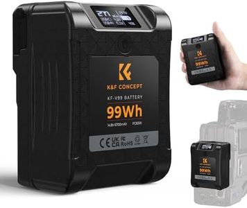 K&F Concept Batterie V Mount 99 Wh 6700 mAh 14,8 V Mini Batterie V Lock 65W Charge Rapide PD Bidirectionnelle avec D-Tap, USB-A, USB-C, BP, Écran OLED, pour Voyage/Camera/Smartphone