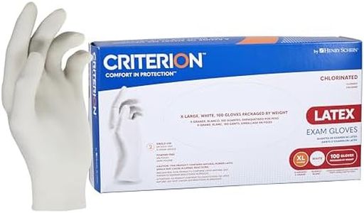 Henry Schein Criterion Latex Exam Gloves - X-Large Size, 100 per Box - Non-Sterile, Fully Textured, Beaded Cuff, Durable Disposable Protection for Healthcare Professionals