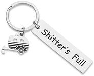 Funny Camping Keychain Gifts For Caravanners Rv Travelers Accessories Shitter’s Full Camper Trailer Key Chain RV Camping Accessories Hilarious Key Ring For Camping Lover Men Vacation Jewelry, Silver