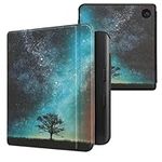 kwmobile Case Compatible with Kobo Libra Colour Case - eReader Cover - Cosmic Nature Blue/Grey/Black