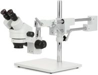 AmScope SM-4B Professional Binocular Stereo Zoom Microscope, WH10x Eyepieces, 7X-45X Magnification, 0.7X-4.5X Zoom Objective, Double-Arm Boom Stand