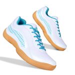 Nivia Flash 2.0 Badminton Shoes for Men | Your Go-to Shoe for Pickleball, Padel, and All Court Sports | Badminton Sports Shoes | (White/Sky Blue) | Size UK08