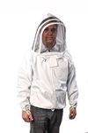 Forest Beekeeping Supply Jacket with Fencing Veil Hood, Professional Premium Beekeeper Jackets (Large)