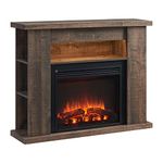 FLAMME 43" Lipson Electric Fireplace Suite Rustic Dark Oak Colour with Storage Shelves Includes 2000w Heater with Glass Fronted Flame Effect, Remote Control