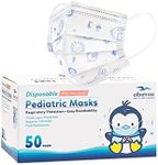 Albatross Health New England 50 Pack Disposable Kids Face Mask. Breathable 3-Ply Anti-Dust/Saliva/Smog For Children Boys and Girls… (Blue)