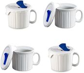 CorningWare French White Pop-Ins 20-ounce Mug with Blue Vented PlasticCover, White