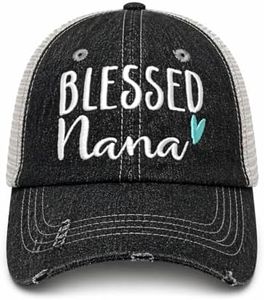 Blessed Nana Hat | Nana Cap | Nana Gift | Grandma Hat Adjustable (Regular Ponytail Opening) Dark Grey
