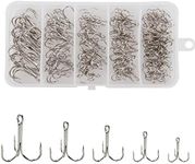 Classic Treble Fishing Hooks Set, 140pcs Sharp High Carbon Steel Treble Hooks Saltwater Hooks Kit