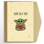 Yoda Father’s Day Card from Wife Daughter Son, Cute Yoda Best Dad Fathers Day Card, Grogu Birthday Card for Dad