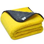 Towelogy Microfibre Car Drying Towel Extra Large 800GSM Dual Sided Super Absorbent Soft Detailing Car Cloths (Yellow, XXL 90x60cm)