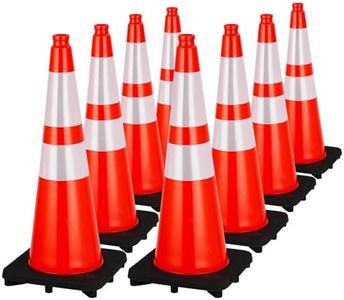 GarveeTech Traffic Cones 28", 8 PCS Safety Cones, PVC Orange Safety Road Parking Cones with 2 Reflective Collars,Hazard Construction Cones for Home Traffic Parking