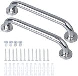 Belle Vous Stainless Steel Shower Grab Bars (2 Pack) - Safe-Grip Bathroom Hand Rail Set - 33cm/13 Inches - Safety Handles for Shower, Bathtub or Steps