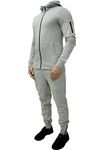 MUGHNIO Mens Tracksuit Set DESIGNER Fleece Hoodie Top Bottom Jogging Joggers Gym Full Zip Sweat Sports (Grey, UK-M)