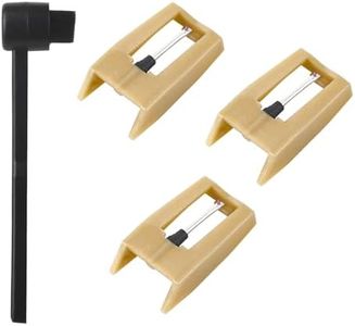 3 Pack Diamond Record Player Needles, Replacement for Crosley Victrola ION Jenson Boytone Turntables, with Stylus Cleaner Brush (Golden)