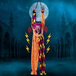 SIXVALA Halloween Scary Hanging Clown, Talking&Shaking Clown Ghost Decoration with Light Up Red Eyes, Battery Operated Halloween Decorations with Sound&Touch Activated for Haunted House Yard Decor