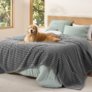 Bedsure ComfyFleece™ Waterproof Blanket for Bed, King（86"x108"） Warm Grey