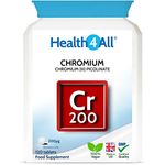 Chromium Picolinate 200mcg 120 Tablets for Normal Blood Glucose (Sugar) Levels. Vegan. Made by Health4All