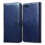 Casotec Flip Cover for Huawei Honor 7S | Premium Leather Finish | Inbuilt Pockets & Stand | Flip Case for Huawei Honor 7S (Blue)