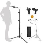 Mic Stand, Boom Microphone Stands Tripod Gooseneck Microphone Stand Height Adjustable from 24" to 67" with 2 Mic Clips for Singing Stage Performance Party Mic Mount