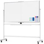 Maxtek Rolling Whiteboard, 72x40 Large Double-Sided White Board Dry Erase on Wheels, Giant Magnetic Mobile Portable Whiteboard for Office, School, Home Office, Homeschool