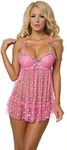 Velvet Kitten Fever Pink Blush Babydoll Lingerie Set for Women 512156 Large