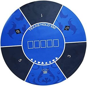 FURUISEN 47'' x 47'' Professional Poker Mat, Texas Hold'em Portable Rubber Poker Table Top Round, 8 Player Game Layout Mat with Carrying Bag to Play Cards, Poker Games, Blackjack, Casino