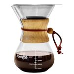 Sipologie Chemex Pour Over Drip Coffee Maker: Stainless Steel Filter, 600ml Capacity - Premium Heat Resistant Borosilicate Glass for Flavourful Coffee - Perfect for 3 Cups