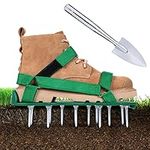 Ohuhu Lawn Aerator Shoes for Grass: Free-Installation Aeration Shoes with Stainless Steel Shovel, Heavy Duty Spike Aerating Sandals Lawn Equipment Tool with Hook & Loop Straps for Yard Patio Garden