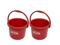 Highway Unbreakable Plastic Bucket 5 litres (Red)- Set of 2|Bathing|Cleaning Bucket