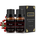 BURIBURI 2-Pack Rose Essential Oil for Massage, Diffuser, Humidifier, 100% Pure Rose Oils