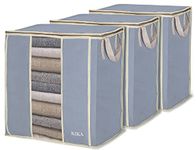 KIKA Non Woven Homs Large Clothes,Toys,Pillow&Blanket Storage Bag,Foldable Storage Organizer|Closet,Almirah,Under-Bed And Wardrobe Organizer For Home Storage 60Lx3= 180 L,3 Pcs Pack(Grey),Large Size