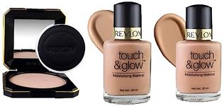 REVLON Touch And Glow Moisturising Powder, Ivory Matte|Medium Coverage|For All Skin Types|12G & Touch And Glow Liquid Make Up|Rich Mist|20Ml & Touch And Glow Liquid Make Up|Natural Mist|20Ml