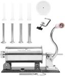 MASTER FENG Horizontal Sausage Stuffer Machine Stainless Steel Sausage Maker Packed with 8 Stuffing Funnels and 1 Silicone Piston 2.5LBS Capacity