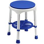 KosmoCare Premium Imported Swivel Shower Stool | Height Adjustable Rotating Bath Seat, Tool-Free Assembly Shower Chair with anti-slip rubber tips for safety of seniors & elderly