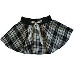 Crazy Chick® Ladies Mini Tartan Skirt Short Skater Micro (Large/X-Large, Black/White)