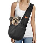 CUBY Dog and Cat Sling Carrier - Small Dog Carrier Sling with Adjust Strap & Zip Pocket, Hands Free Soft Dog Slings for Small Dogs Cats Puppy Pets Outdoor Travel Safety Purse Bag (Black)